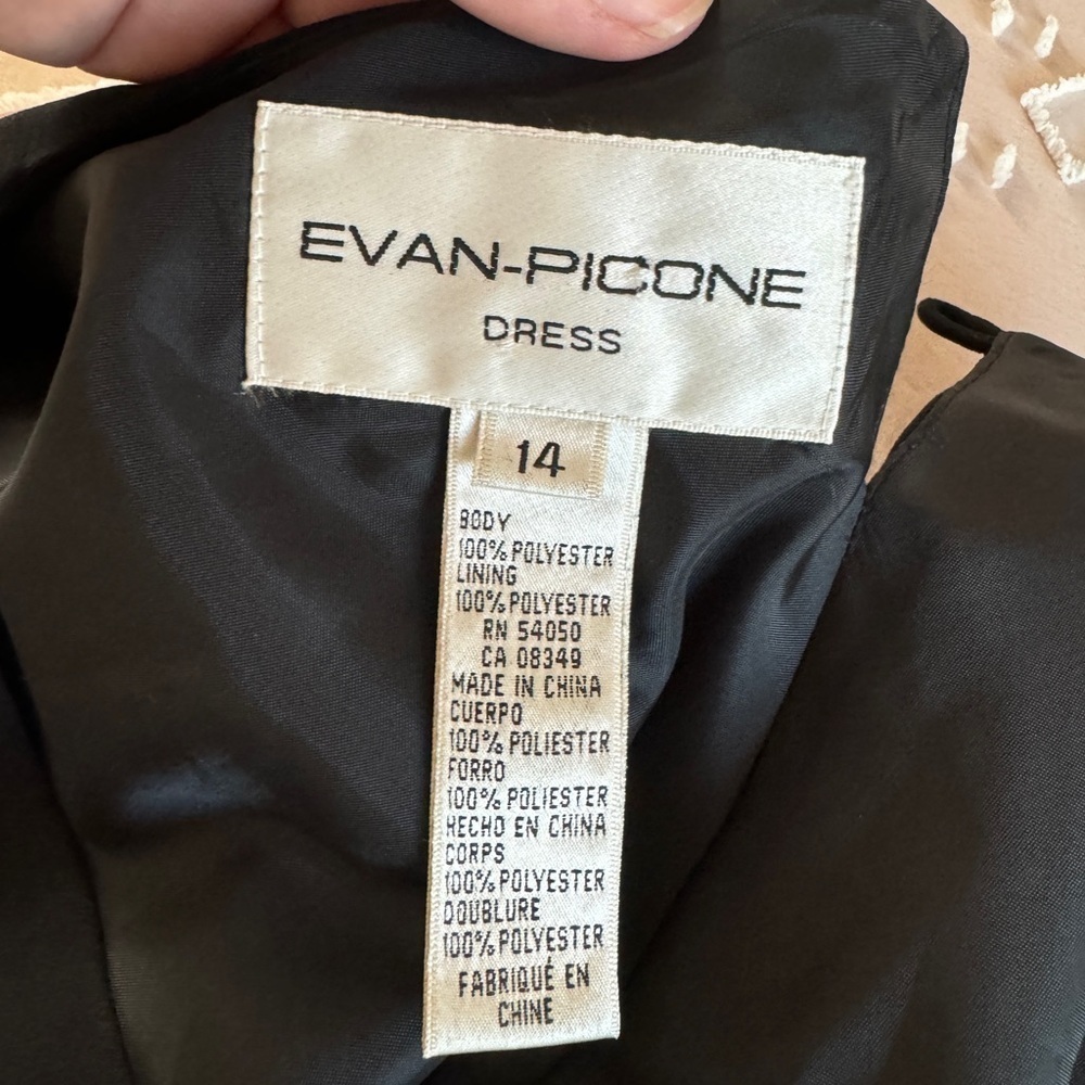 EVAN PICONE Black Floral Beaded Sheath Dress 14 Cocktail Wedding Guest - Picture 14 of 15